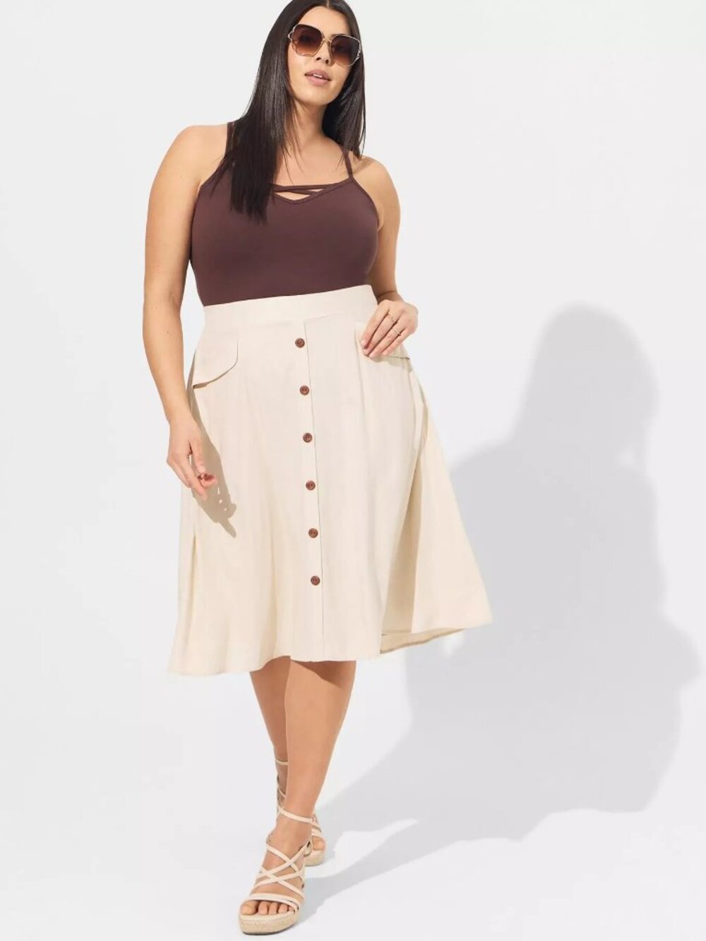 Midi Linen Button‑Up Skirt (SKIRT ONLY)